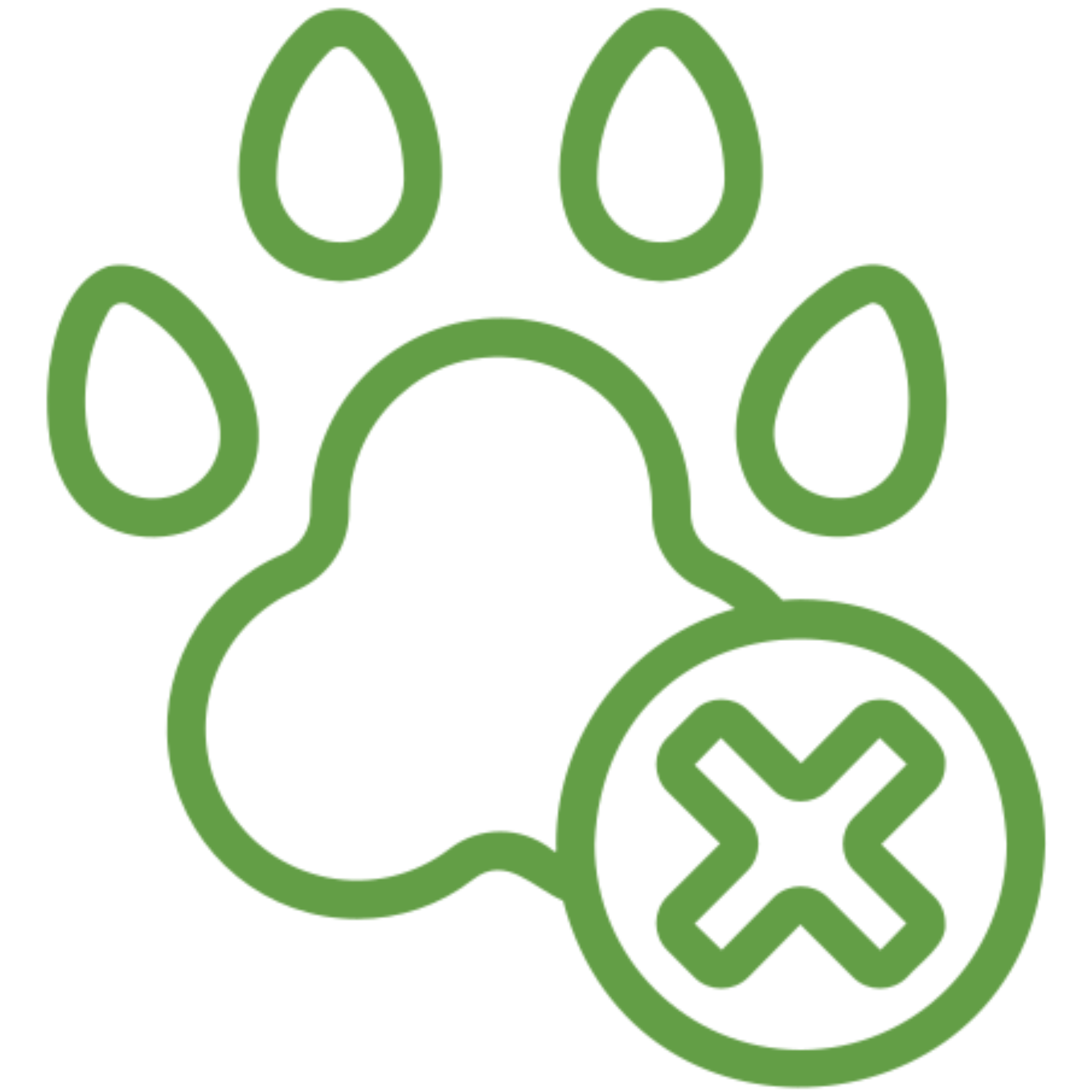 Paw print with an X symbol