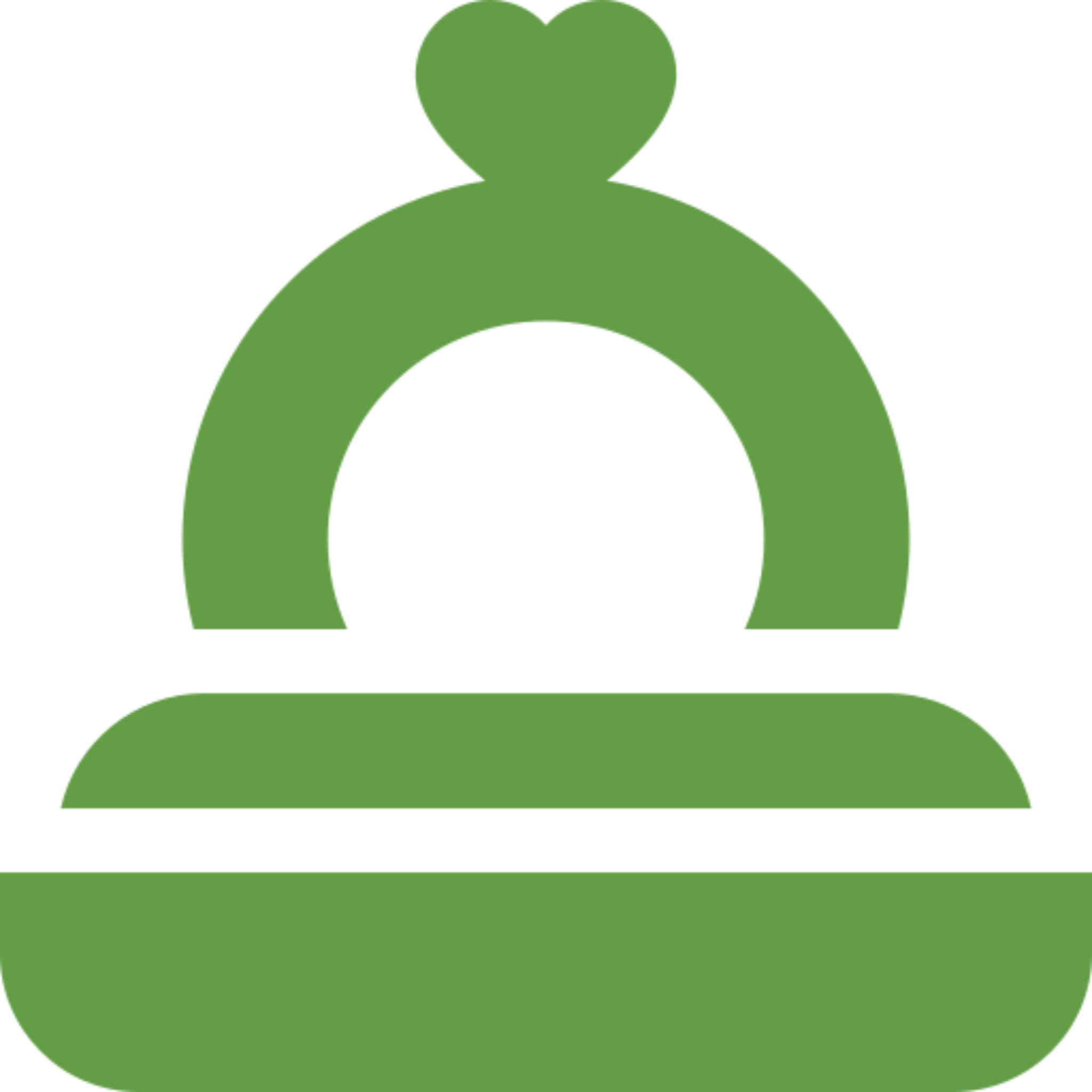 Green bell icon with heart shape